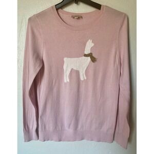 Loft Pink Llama Sweater Womens Large 100% Cotton NATURAL FIBER